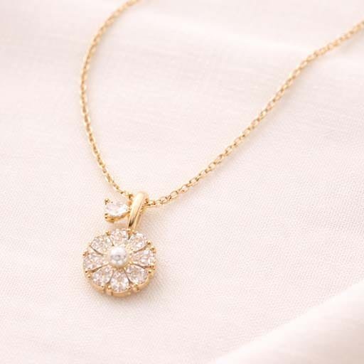 Rose Gold Finish Solitaire Floral Silver Chain