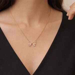 925 Silver Butterfly Pendant Chain ? Rose Gold Finish