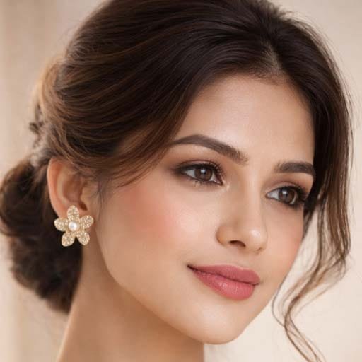 Kiyana Floral Pearl Stud Earrings