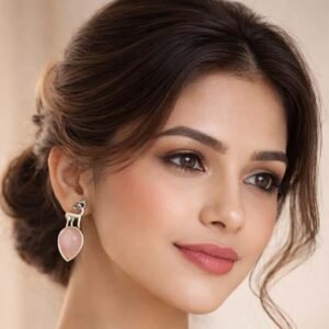 Pink Stone Teardrop Drop Earrings