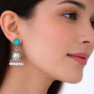 Kiyana Turquoise Stud Jhumka Earrings