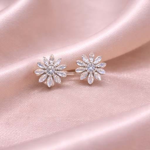 Daisy Glow Silver Stud Earrings - Image 2