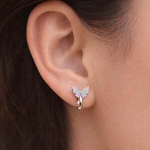Butterfly Sparkle Silver Hoop Earrings