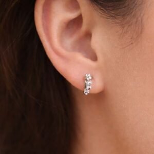 Crystal Bloom Silver Hoop Earrings