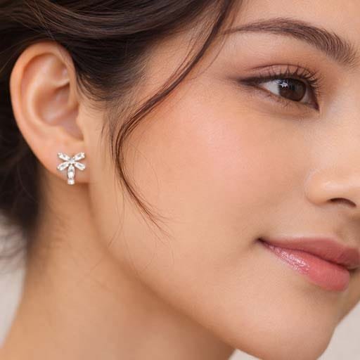 Radiant Fan Crystal Silver Huggie Earrings