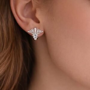 Celestial Fan Spark Silver Huggie Earrings