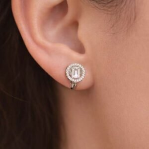 Celestia Halo Silver Stud Earrings