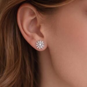 Daisy Glow Silver Stud Earrings