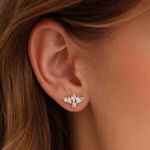 Crystal Bloom Silver Stud Earrings
