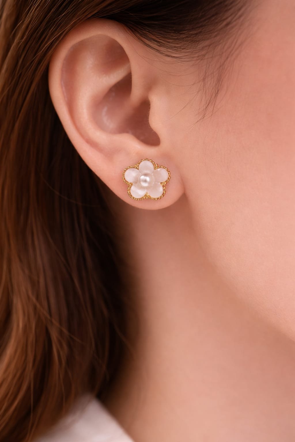 Floral Pearl Stud Earrings