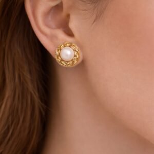 Pearl Leaf Stud Earrings