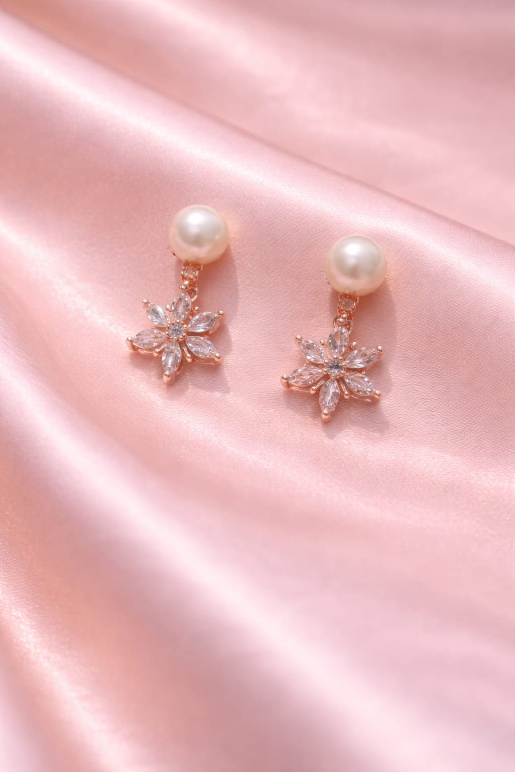 Pearl Floral Drop Earrings - Image 2
