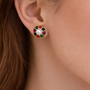 Multicolor Pearl Stud Earrings