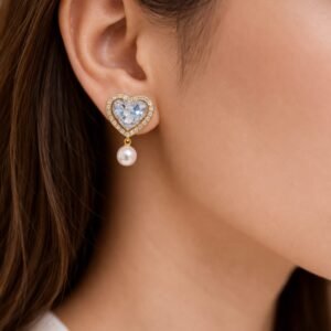 Heart Pearl Drop Earrings