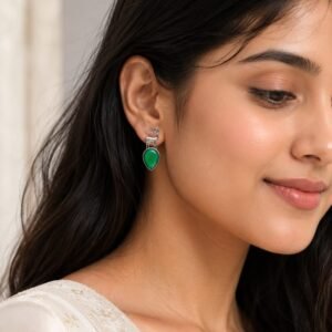 Green Crystal Deer Stud Earrings