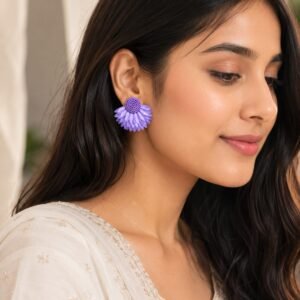 Lavender Bloom Statement Stud Earrings